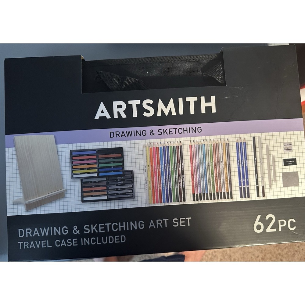 Artsmith 62 piece Drawing & Sketching Art Set with Travel Case‎ pastels